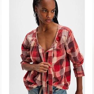 Free People Plaid Button-Up Women's Top